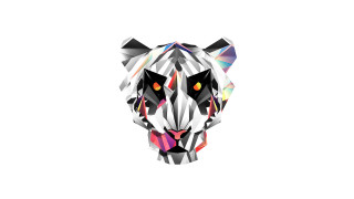 Tiger head colorful shapes black - many different color and shapes free wallpaper