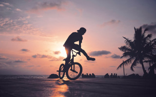 Beach bike sunset palm trees - the bike free wallpaper