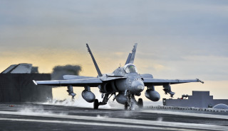 Fighter jet landing aircraft carrier - a runway free wallpaper for desktop