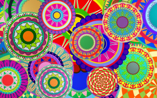 Colorful painting circles flowers white - psychedelic art free wallpaper