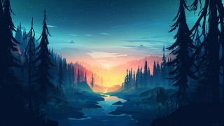 River forest night sky stars - hd wallpaper free wallpaper