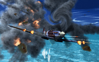 Plane smoking in flight accident - game art free wallpaper for desktop
