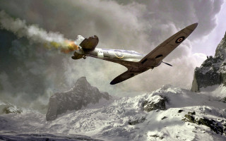 Plane mountain snow clouds rocket - over a mountain free wallpaper