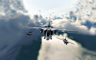Fighter jets flying water clouds 2 - two fighter jet free wallpaper