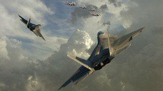 Fighter jets cloudy sky formation - a group of fighter jets free wallpaper