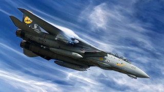 Fighter jet cloudy sky yellow 3 - a cloudy blue sky free wallpaper