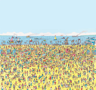 Beach crowd blue sky sunny - free minimalism wallpaper for tablet